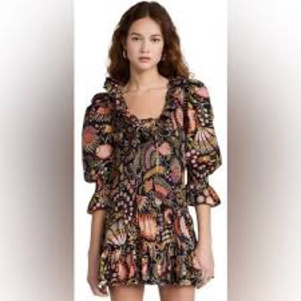 Love the label  Puff-Sleeve Floral Mini Dress in Black floral